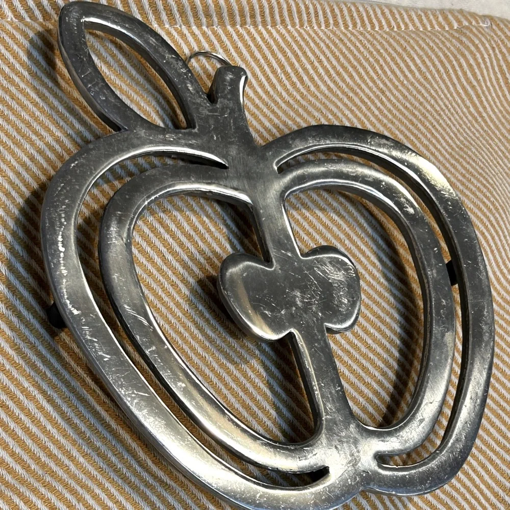 Vintage Silver Apple Trivet Ready to Hang 1980s